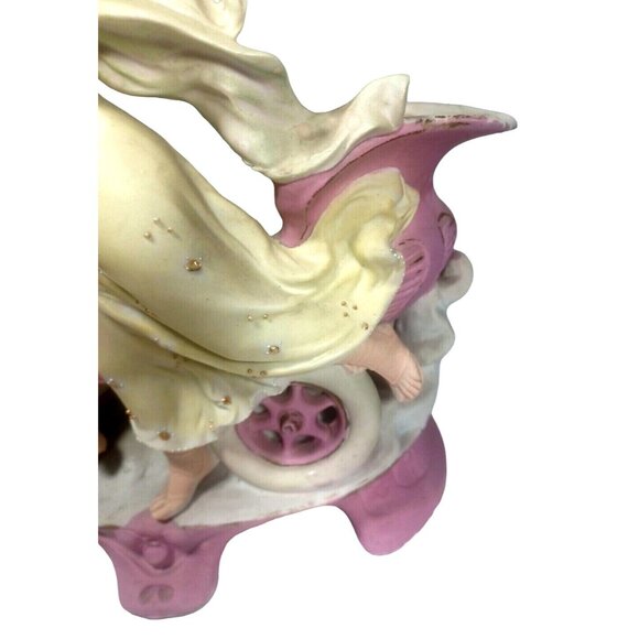 Antique  c1900 Cherub Angel Chauffeur Driving Woman Goddess Vintage Car Figurine - Picture 14 of 16